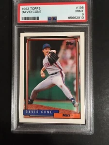 1992 TOPPS DAVID CONE, #195, PSA 9 (spedizione gratuita su qualsiasi 3!) - Foto 1 di 2