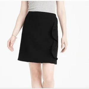 J Crew Womens Min Skirt Size 8 Ruffle Front Double Serge Wool Black - Picture 1 of 11
