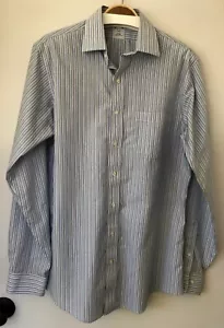 Brooks Brothers Herren 346 blau gestreift schmale Passform bügelfrei Baumwolle Anzughemd 16-6/7 - Bild 1 von 6