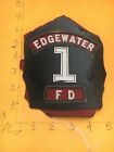 Fire Dept Leather Helmet Device (Front) - Edgewater FD #1