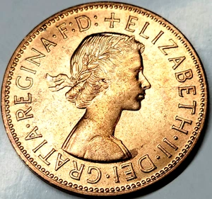 Great Britain 1963 ONE PENNY COIN QUEEN ELIZABETH II BEAUTIFUL ⭐ VINTAGE ⭐ - Picture 1 of 5