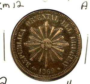 Uruguay 1869 A 2 Centesimos KM 12 XF - Bild 1 von 2