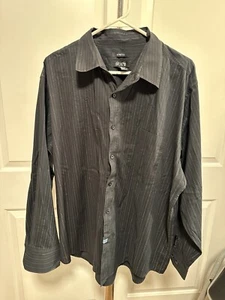 Bruno Stretch Black W/purple & Gray Stripes Long Sleeve Button Down Shirt Men XL - Picture 1 of 8