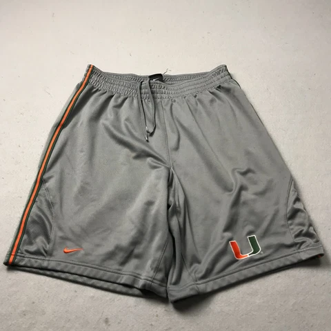 Miami Hurricanes Shorts Mens Small Gray Orange Nike Team Drawstring NCAA Logo Cover