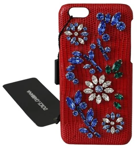 DOLCE & GABBANA Phone Case Cover Red Flower Crystal Leather iPhone 6 RRP $650 - Photo 1 sur 6