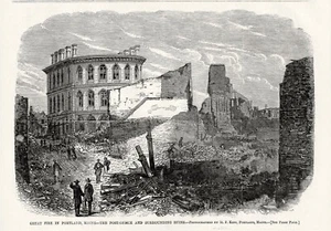 Great Fire Portland Maine Oficina de Correos y Aduanas Ruinas Middle & Exchange St - Imagen 1 de 1