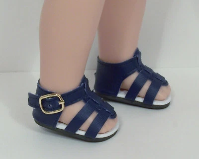 NAVY BLUE Strappy Sandals Doll Shoes For 14" Girl Wellie Wishers (Debs)