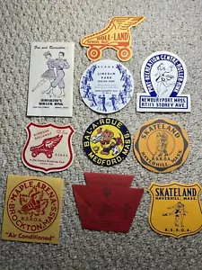 Vintage Rollschuh Aufkleber Abziehbild Massachusetts Eisbahn Etiketten 10 Stück - Bild 1 von 8