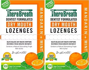 TheraBreath Dry Mouth Lozenges with Zinc, 100 count, Mandarin Mint, PACK OF 4 - Picture 1 of 2