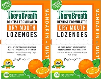 TheraBreath Dry Mouth Lozenges with Zinc, 100 count, Mandarin Mint, PACK OF 4 - Image 1 of 2