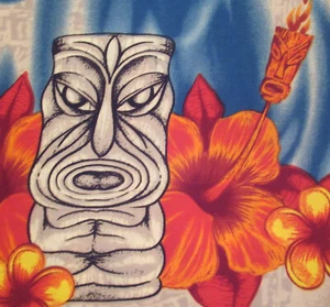 NEW Sideout flaming tikis button-front Hawaiian shirt size MEDIUM - Picture 1 of 5