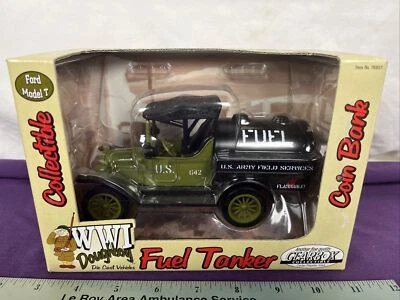 Caja de cambios Primera Guerra Mundial Doughboy Diecast Ford Modelo T petrolero de combustible sin usar, en caja Ejército Militar Banco de Estados Unidos Foto 1 de 4