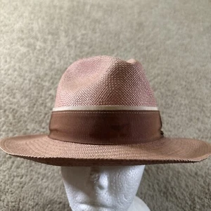 Goorin Bros Hat Cap Men Med Beige Panama Toquilla Straw Hand Woven Belted USA - Picture 1 of 9