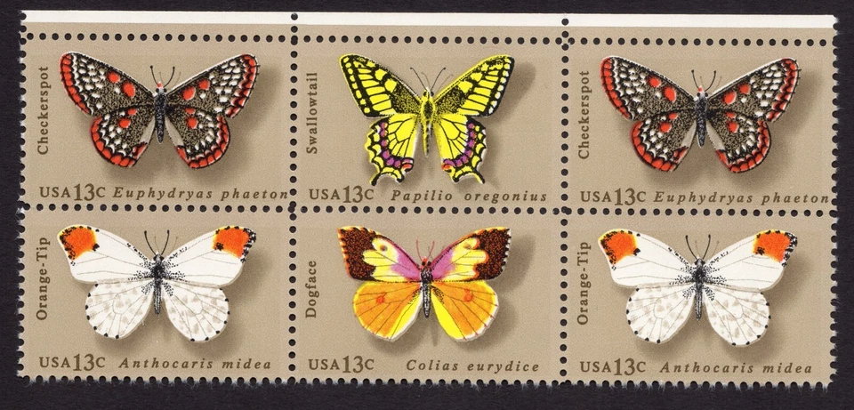 Scott #1715a (1712-15) Butterflies Block of 6 Stamps - MNH - Image 1 of 1