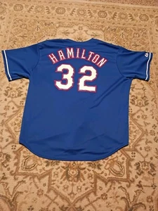 Vintage Majestic Herren 2X Rangers Hamilton #32 blau Trikot MLB  - Bild 1 von 5