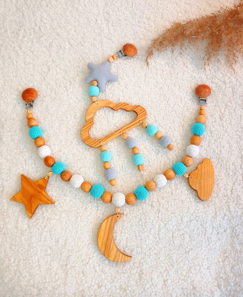 Cochecito Guirnalda Juguete Bebé Móvil Crochet Cochecito Juguetes Hecho a Mano Baby Shower Regalo Foto 1 de 4