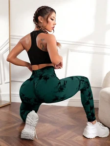 Tie Dye Yoga Pants/Sport Leggings Women Seamless High Waist Push Up Yoga Pants - Picture 1 of 15