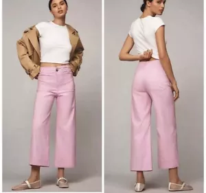 Anthropologie Pink Colette Maeve Cropped Wide Leg Pants Size 25 - Picture 1 of 5