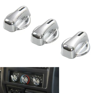3 Pcs Gloss Silver Air Conditioner Knob Ring Cover Plastic Fits 97-06 Wrangler - Picture 1 of 5