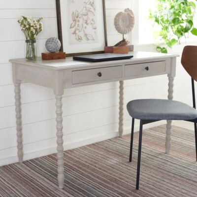 SAFAVIEH O' Mara 2-Drawer Desk | Taupe | - Image 1 of 4