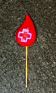 Vintage Red Cross Blood Drop Donor Stick Lapel Pin Tiny Pinback - Picture 1 of 8