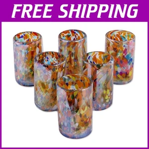 Artisan Crafted Carnival Glass Juice Glasses, Set Of 6 - Picture 1 of 11