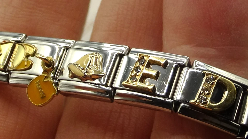 Nomination Italian Charm Stainless Steel Bracelet W/ Many Charms Featuring 18k - Image 1 of 4