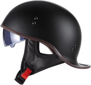 Medio casco retro para motocicleta aprobado por el DOT adulto X-grande (61-63 cm), negro mate - Imagen 1 de 8