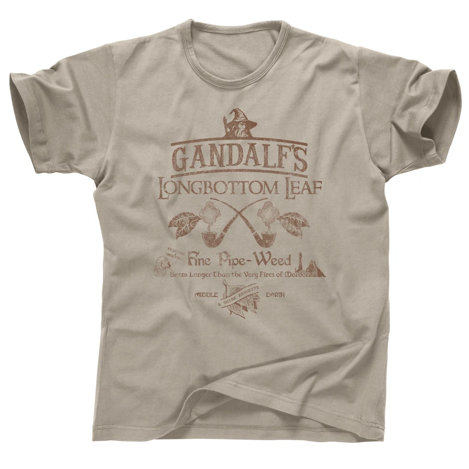 长底叶烟草甘道夫烟斗杂草指环王乐透电影 T 恤 — 第 1/4 张图片
