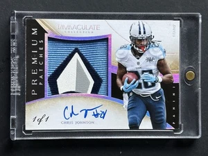 2014 Immaculate CHRIS JOHNSON Premium Patch Auto Platinum #d 1/1 Logo Game Worn - Picture 1 of 2