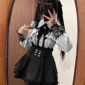 Harajuku Kawaii süß Schleife kariert Lolita Kleid Slim Fit Langarm Herbst Damen - Bild 1 von 18