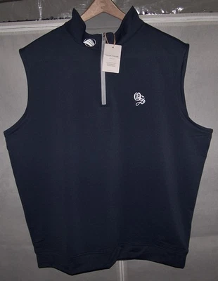 NEW PETER MILLAR Zip Pullover Vest Sweater Shirt OLD SANDWICH GOLF CLUB L Navy - Image 1 of 4