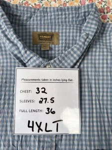 Foundry 4XLT Comfort Stretch Blue White Checked Button Shirt Big & Tall - Picture 1 of 5