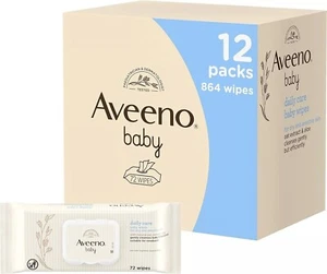 Aveeno Baby Daily Care Wipes Sensitive Skin Cleanse Gently &Efficiently 12 PACK - Picture 1 of 7