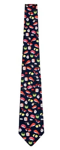 Corbatas para hombre Midnight azul marino sushi sashimi pescado crudo tema - nuevas con etiquetas - Imagen 1 de 4