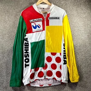 1980s Toshiba Le Parisien Tour De France Cycling Jersey Mens Medium Yellow White - Picture 1 of 18