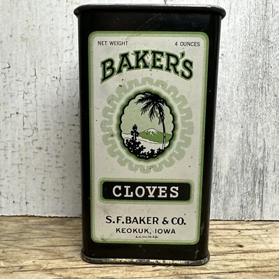 Vintage SF Bakers & Co Spice Tin - Cloves - Keokuk Iowa Advertising - Image 1 of 4