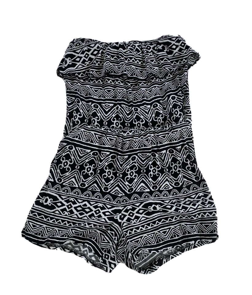 Romper preto e branco sem alças Nana USA - Tamanho P - Imagem 1 de 3