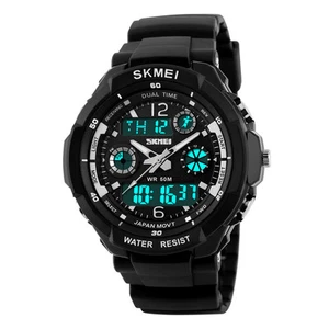 SKMEI Sport Watch Digital G Dual Time 50m Waterproof Sport Wristwatch Blk/SL New - Picture 1 of 4