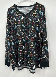 Vera Bradley Talla XL Camisa para Dormir Manga Larga Pijama Top Unicornios, Zorros - Imagen 1 de 6