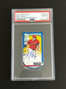 Mike Trout  2022 Topps Rip Mini Autographs Blue #TRAMT #ed 2/10 AUTO  PSA 8
