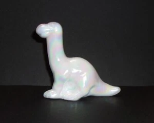 Fenton Glass Milk White Carnival MOP Dinosaur Figurine Mosser Made In USA - Picture 1 of 8