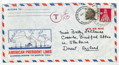 EE. UU./GB 1971 ZONA CANAL *Cristobal Paquebot* publicidad marítima cubierta aérea impuesto dd291 Foto 1 de 4