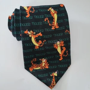 Corbata Walt Disney Winnie The Pooh Tigger Negra Naranja De Colección Años 90 Original - Imagen 1 de 5