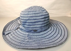 Scala Collezione Damen große Krempe Sonnenhut jeansblau Sommer Freizeit Strand - Bild 1 von 8
