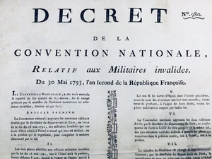 Hôtel des Invalides Paris en 1792 Rare Affiche Révolution Française Puy de Dôme - Photo 1/3