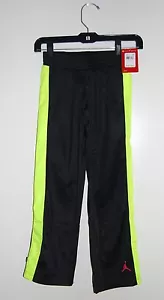 NWT Air Jordan Big Girls Black with Bright Yellow Side Stripes Track Pants sz M - Picture 1 of 6