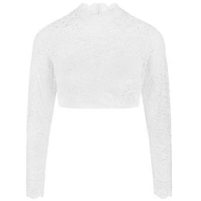 Nina von C Dirndlbluse Emilia Langarm hochgeschlossen weiß Spitze Damen - Bild 1 von 2