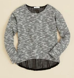 Pinc Premium Girls' Mesh Back Sweater, Black/Gray, (Size Small) - Picture 1 of 3