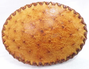 Vintage Straußenleder handgeschnürt Gürtelschnalle besondere Schnallen hergestellt in den USA 4" x 3" - Bild 1 von 5